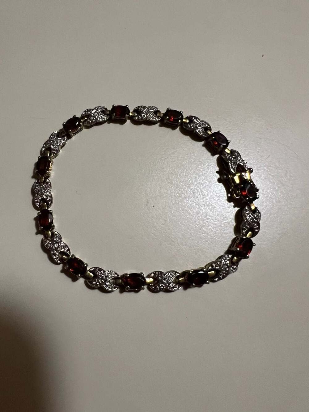 Sterling Silver Garnet Tennis Bracelet